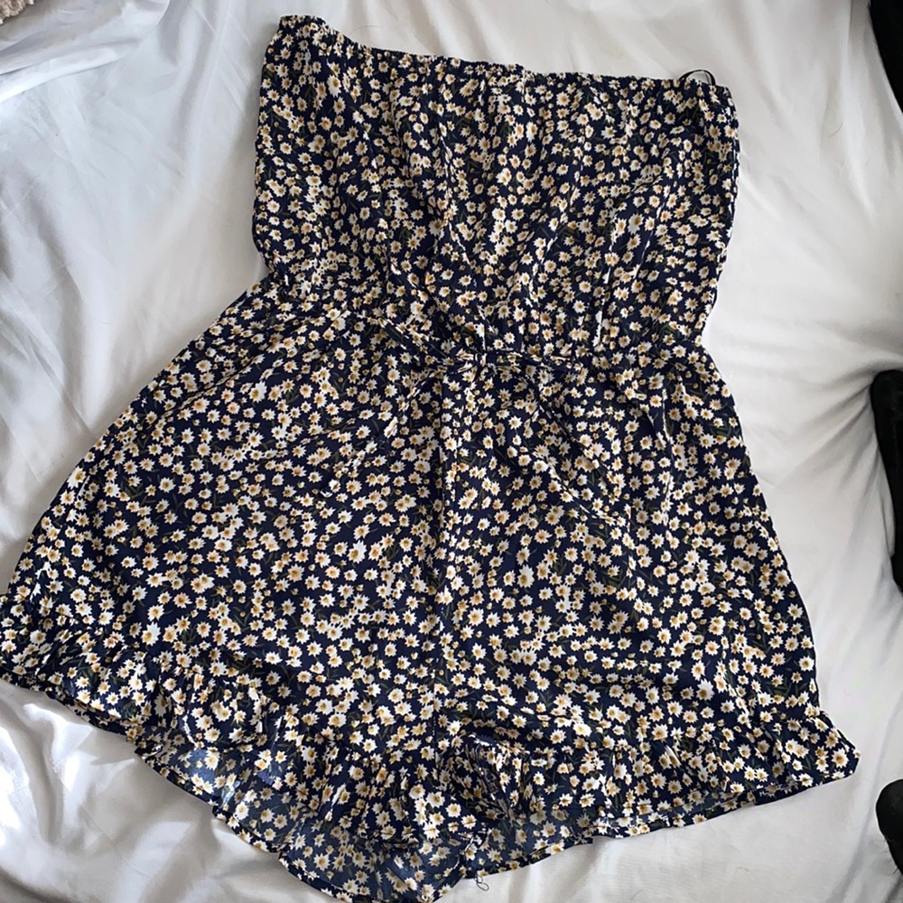 Shein, medium floral romper, strapless
